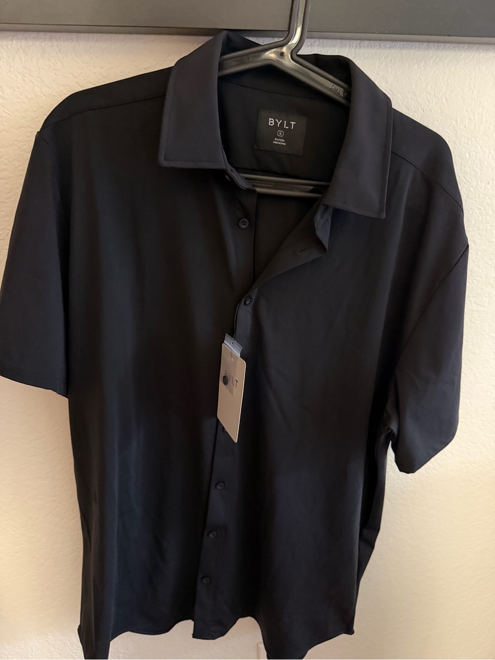 BYLT Men's Black Short Sleeve Button-Up Shirt
